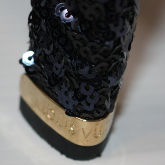 Louis Vuitton Navy Blue Sequin Peep Toe Pumps Shoes in size EU 39.5 / US 9.5 - Picture 7 of 10